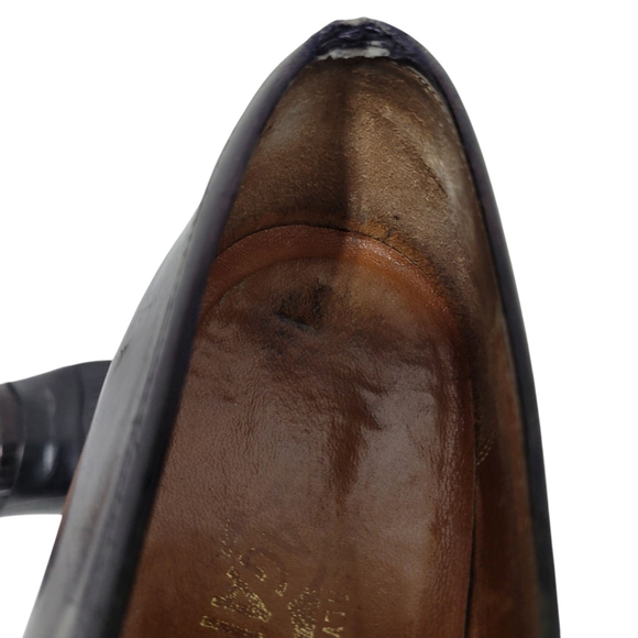 Salvatore Ferragamo Men's Black Leather Wingtip Loafers Size 9D - Picture 8 of 10